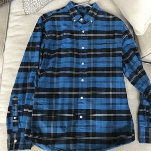 JCrew Blue and Black Plaid Button Down
